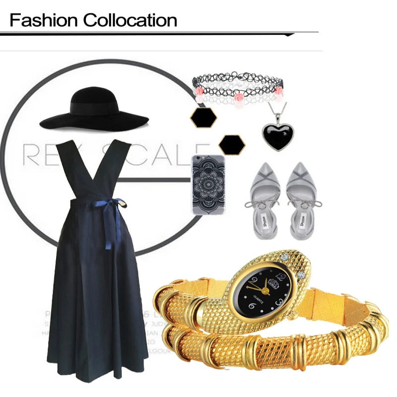 Luxury Gold Snake Watch for Women – Stylish Quartz Bracelet Design