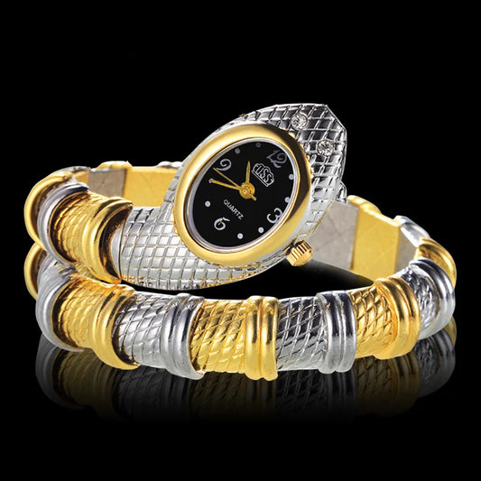 Luxury Gold Snake Watch for Women – Stylish Quartz Bracelet Design