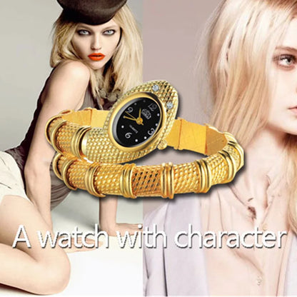 Luxury Gold Snake Watch for Women – Stylish Quartz Bracelet Design