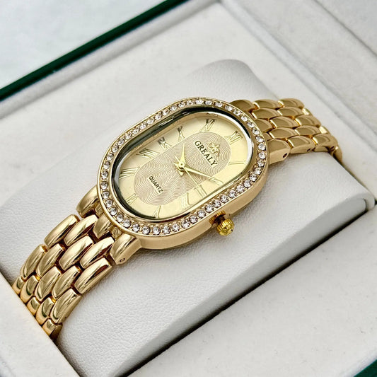 Ladies' Watches Diamond-Studded Oval Roman Numeral Luxury Ladies' Quartz Watc