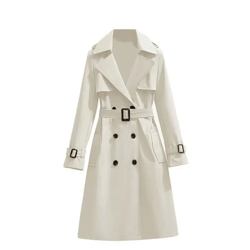 Women's Double-Breasted Trench Coat - British Style Windbreaker