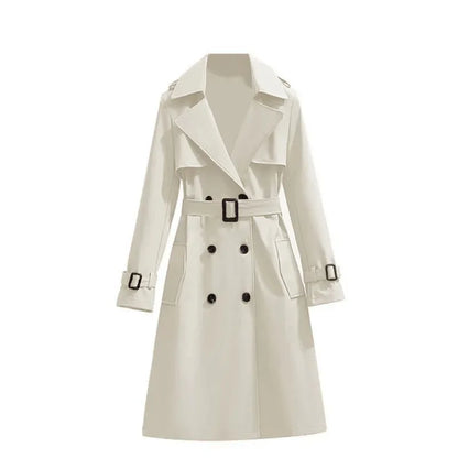 Women's Double-Breasted Trench Coat - British Style Windbreaker