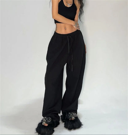 y2k High Waist Lace Up ,Baggy Streetwear sweatpants