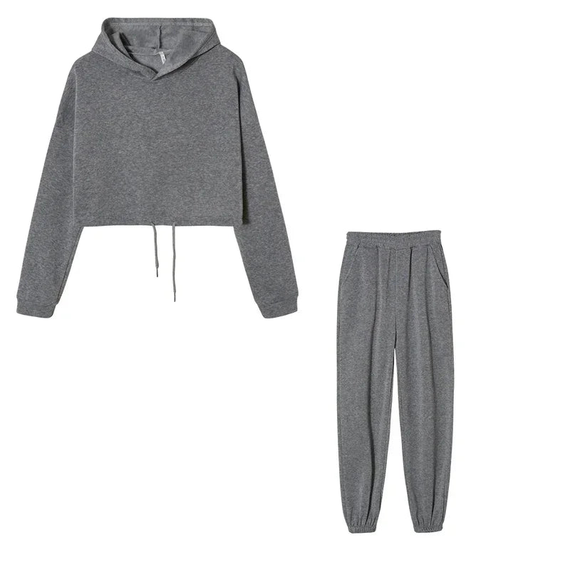 Women's Two Piece Hoodie Set - Casual Joggers Tracksuit