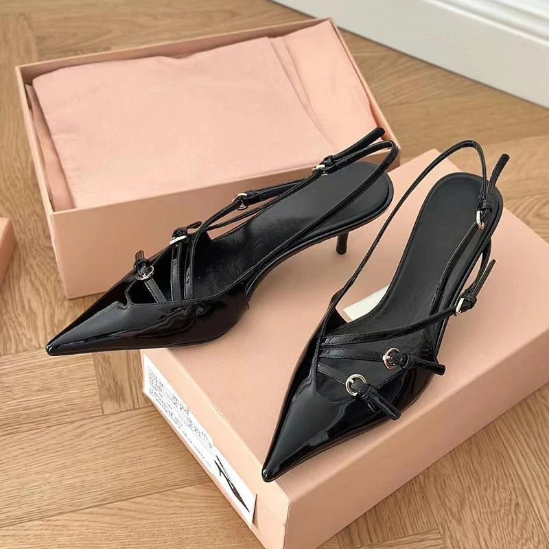 Women's High Heels Fashion Buckle Luxury 2024 Women's Shallow Sandals High Heeled