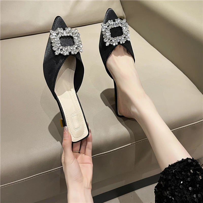 Pointed Toe mid Heel Mules