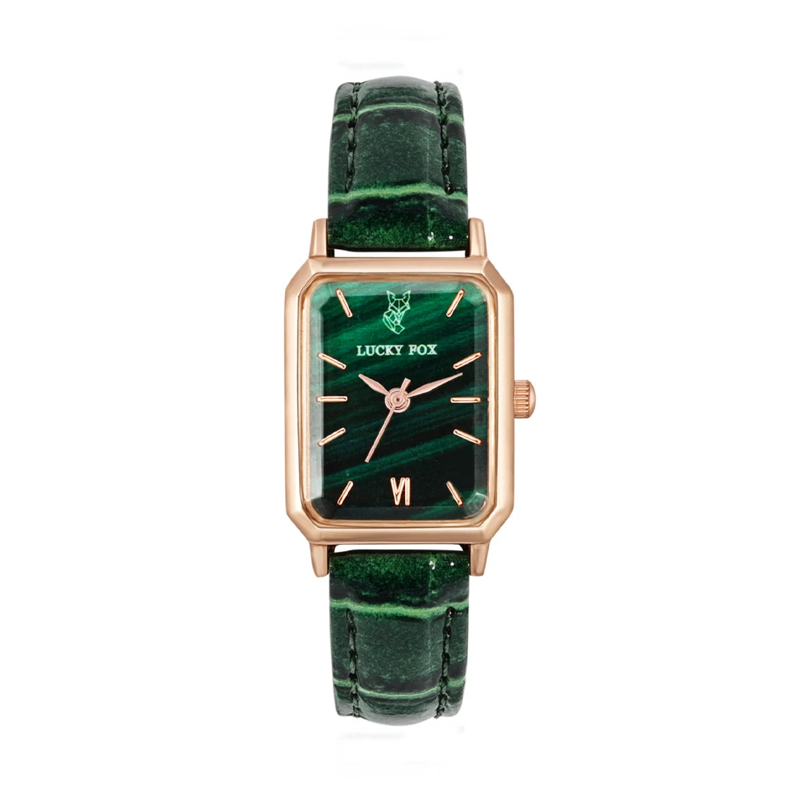 Women Watches LUCKY FOX Green Leather Ladies Watch