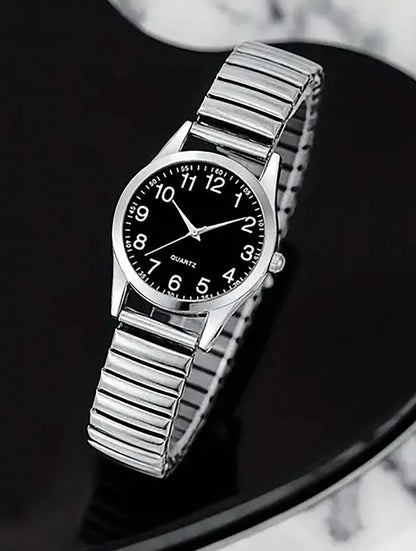 Couples Black Alloy Quartz Watch Set