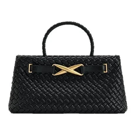 Handwoven Large Capacity Shoulder Crossbody Bag for Women Casual Commuting Handbag Soft Polyester Lining PU Material