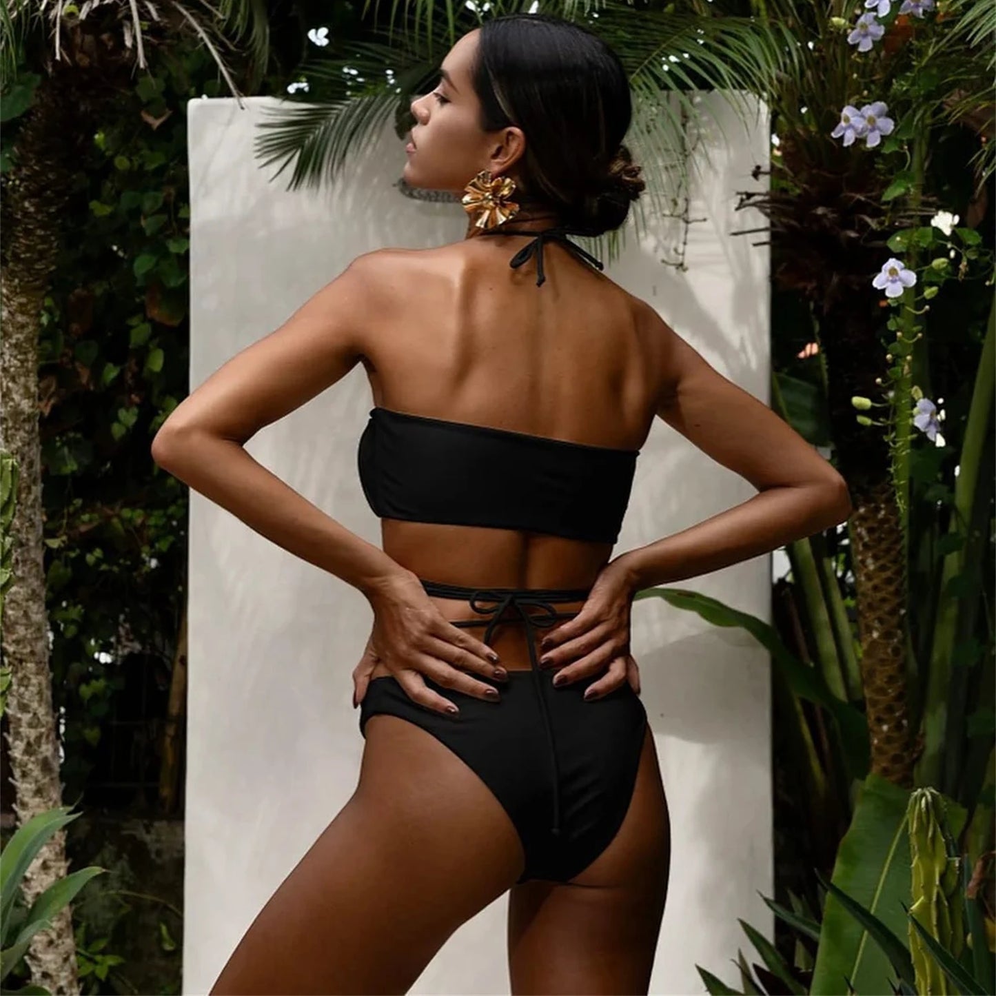 3Pcs Sexy Bikini Set With Cover Up Pearls White Swimsuit Women Halter Swimwear Female Off Shoulder Bathingsuit Biquini Beachwear