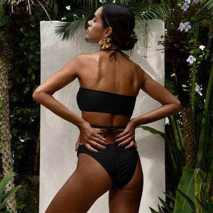 3Pcs Sexy Bikini Set With Cover Up Pearls White Swimsuit Women Halter Swimwear Female Off Shoulder Bathingsuit Biquini Beachwear
