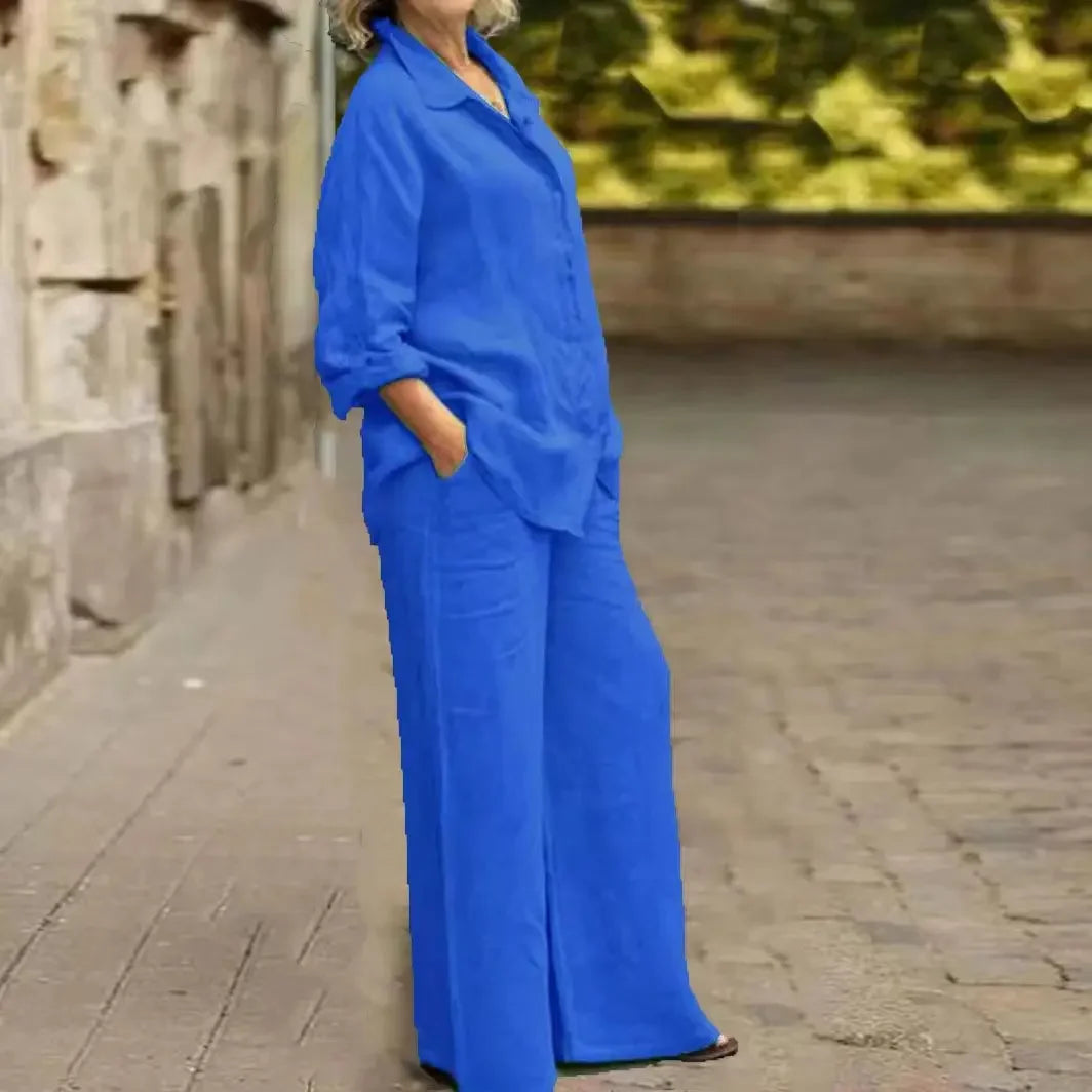 Long sleeve shirt with open back co-ord set
