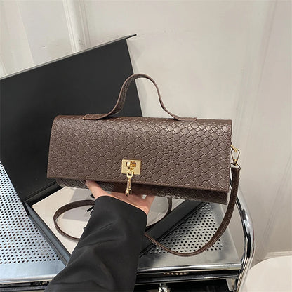 Retro Artificial Leather Woven Flip Women's Clutch Elegant Evening Bag Burgundy Wallet Women's Dress Party Wedding Item