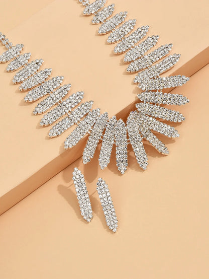 Women's Fashion Jewelry Set Tassel Water Diamond Earrings Necklace Luxury Party Fashion Accessories