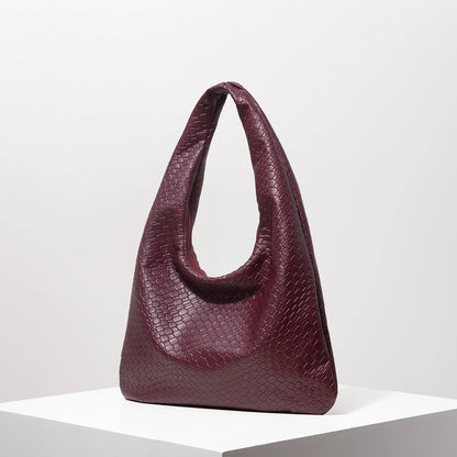 Retro Woven Leather Shoulder Bag - Large Capacity Tote