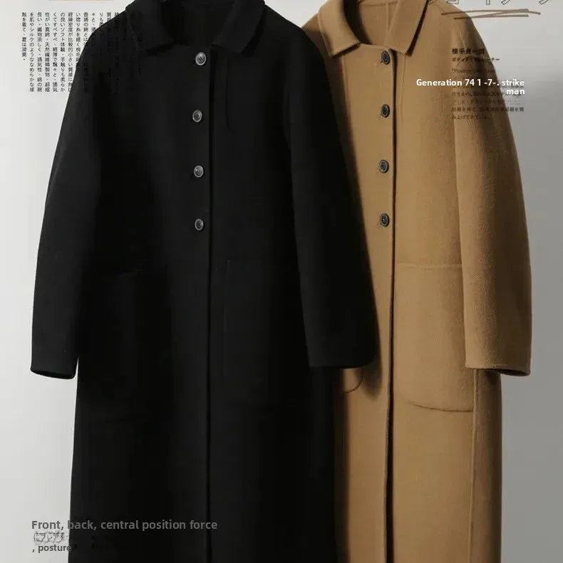 Women's Luxury Velvet Wool Coat - Double-Faced Windbreaker