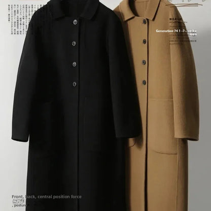Women's Luxury Velvet Wool Coat - Double-Faced Windbreaker