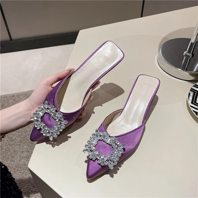 Pointed Toe mid Heel Mules
