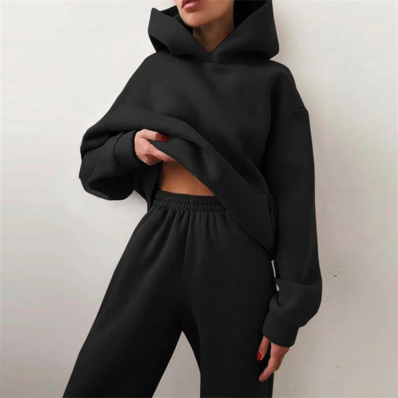 Women's Tracksuit Set - Oversized Hoodie & Long Pants