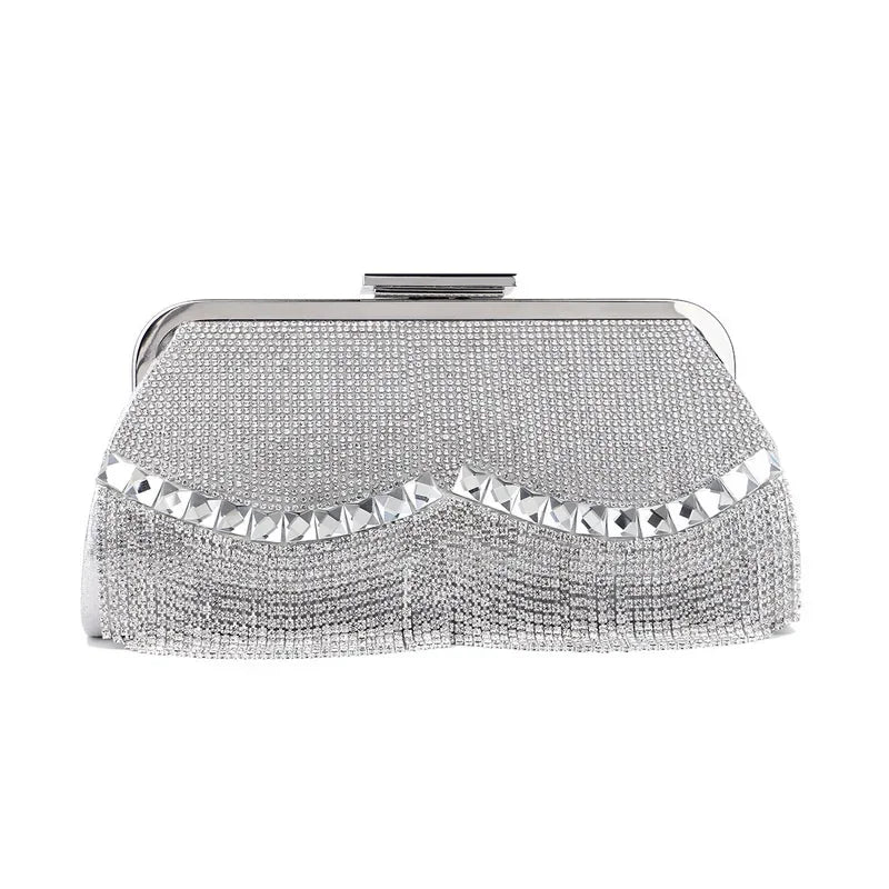 Women's Diamond Evening Clutch - Beaded Wedding Party Bag