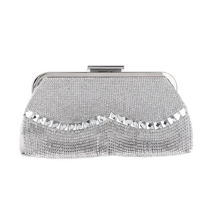 Women's Diamond Evening Clutch - Beaded Wedding Party Bag