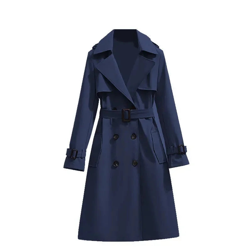 Women's Double-Breasted Trench Coat - British Style Windbreaker