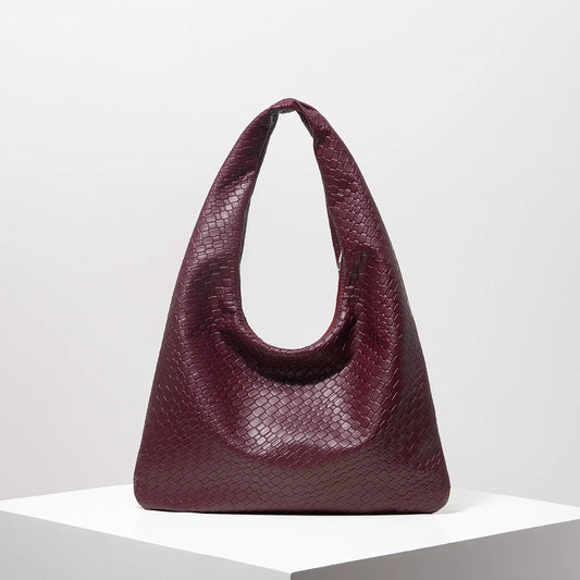 Retro Woven Leather Shoulder Bag - Large Capacity Tote