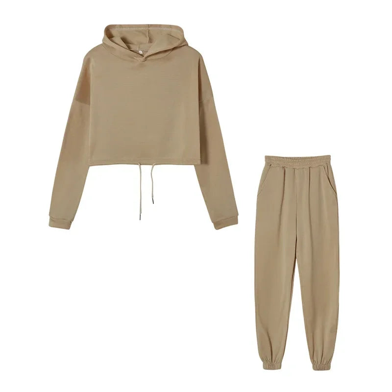 Women's Two Piece Hoodie Set - Casual Joggers Tracksuit