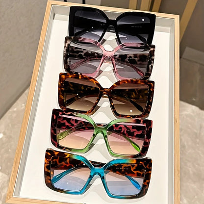 Oversized Square Gradient Glasses with Tortoiseshell & Leopard Frames