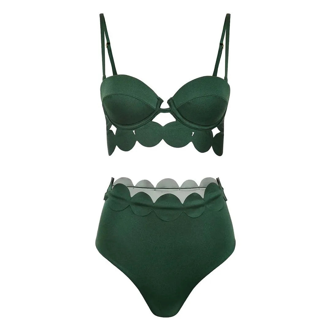 3Pcs Laser Cut Swimsuit Women Sexy Bikini Push Up Swimwear High Waisted Biquini Female Hollow Bathing Suit Bodysuit Beachwear