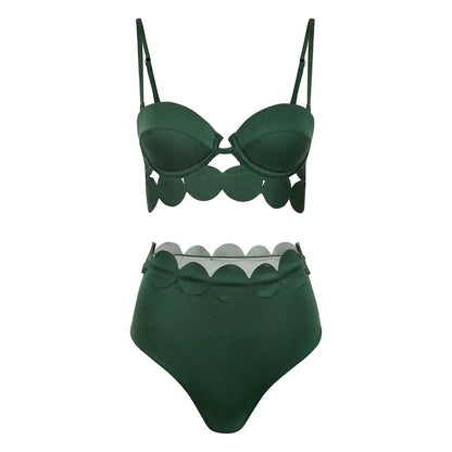 3Pcs Laser Cut Swimsuit Women Sexy Bikini Push Up Swimwear High Waisted Biquini Female Hollow Bathing Suit Bodysuit Beachwear