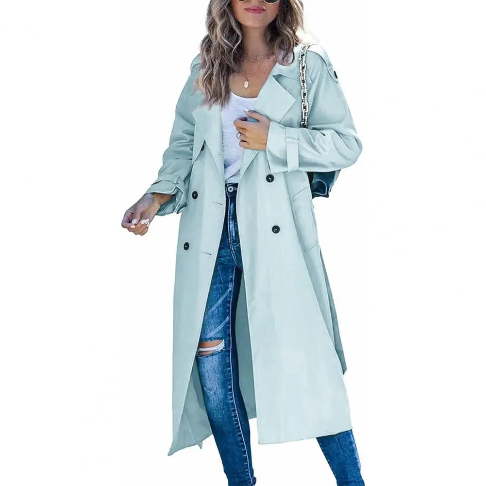 Trench Coat Windproof Double-Breasted