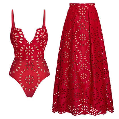 3Pcs Laser Cut Swimsuit Women Sexy Bikini Push Up Swimwear High Waisted Biquini Female Hollow Bathing Suit Bodysuit Beachwear