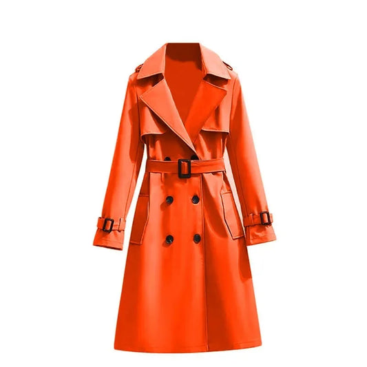 Women's Double-Breasted Trench Coat - British Style Windbreaker