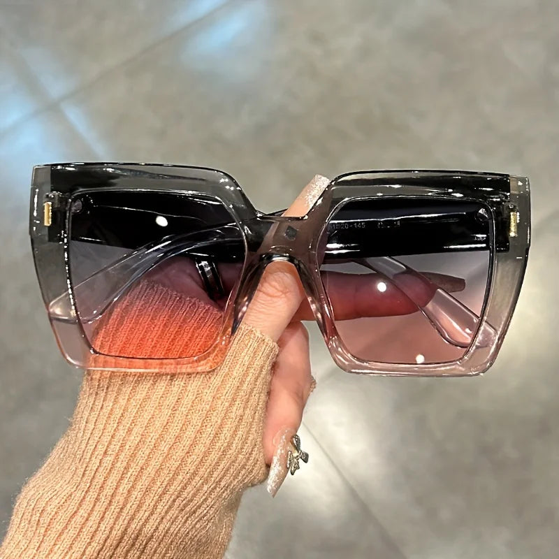 Gradient Large Square Sunglasses with Anti-Reflective Sport Lenses