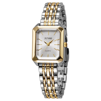 Elegant Square Bar Scale Steel Quartz Watch