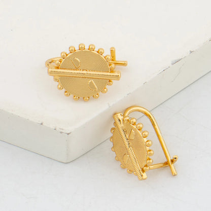 18k Gold Plated Earrings Necklace Jewelry Set for Girl African Cuff Bangle and Finger Ring Set for Jewelry Set Accessories