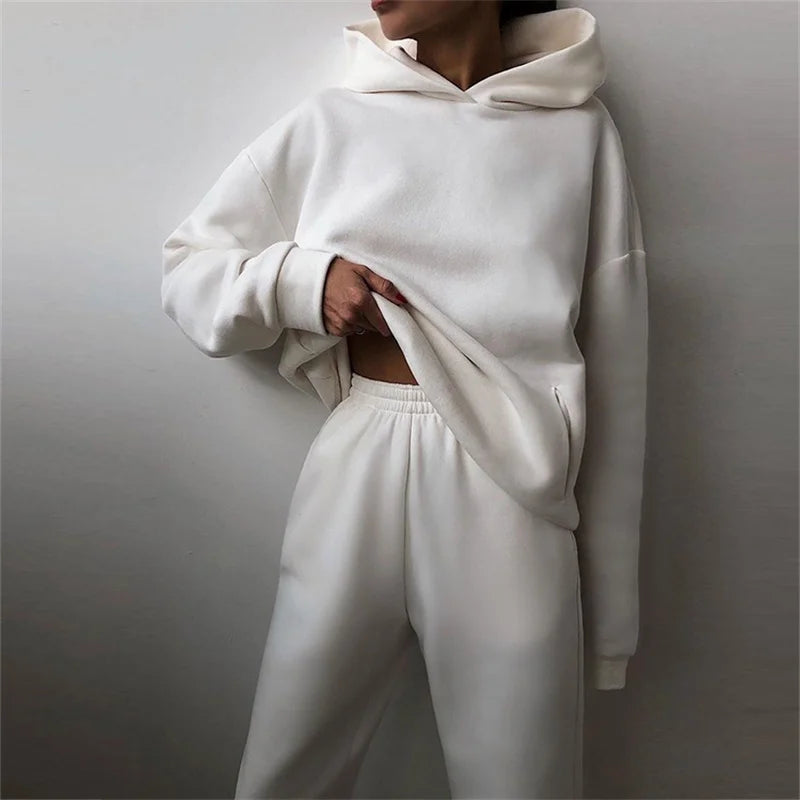 Women's Tracksuit Set - Oversized Hoodie & Long Pants