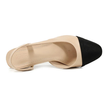 Color Block Pointed Toe Low Heel Sandals