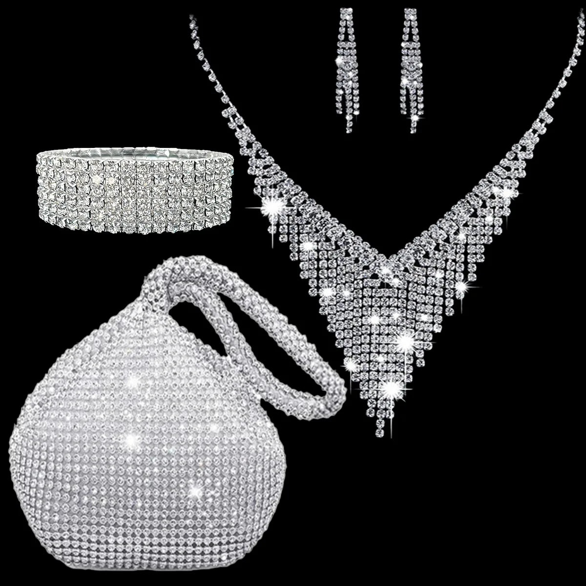 Bridal Jewelry Sets 1 set Rhinestone Alloy 1 Bracelet Earrings Necklace Women's Stylish Artistic Trendy Jewelry Set For Annivers