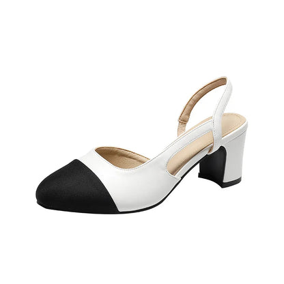 Color Block Pointed Toe Low Heel Sandals