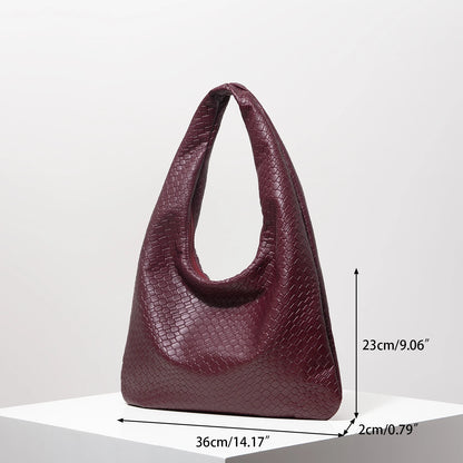 Retro Woven Leather Shoulder Bag - Large Capacity Tote