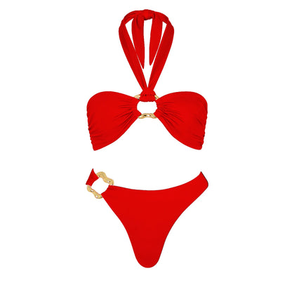 3Pcs Sexy Bikini Set With Cover Up Pearls White Swimsuit Women Halter Swimwear Female Off Shoulder Bathingsuit Biquini Beachwear