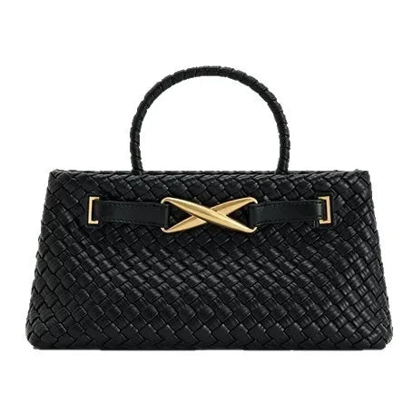 Handwoven Large Capacity Shoulder Crossbody Bag for Women Casual Commuting Handbag Soft Polyester Lining PU Material