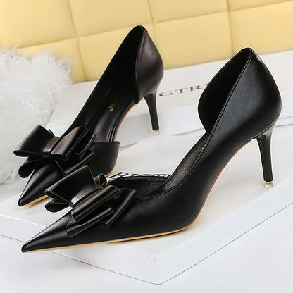 BIGTREE Shoes Bow-knot Woman Pumps Stiletto 10.5 Cm Women Basic Pump Pointed Toe Classic Pumps Sexy High Heels Women Shoes 2025