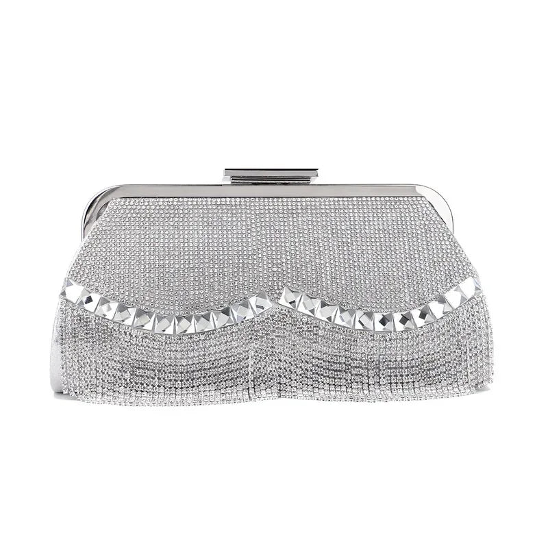 Women's Diamond Evening Clutch - Beaded Wedding Party Bag