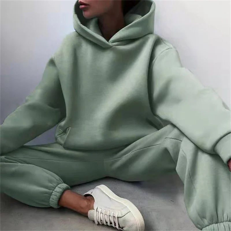 Women's Tracksuit Set - Oversized Hoodie & Long Pants