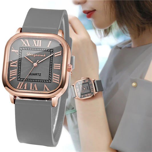 Square Women's Roma Quartz Watch Silicone