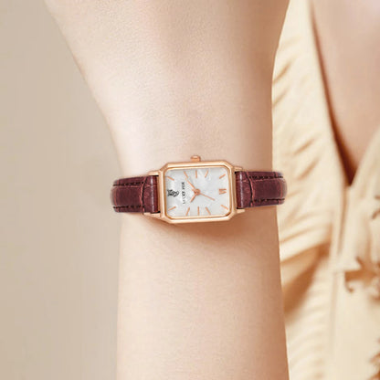 Women Watches LUCKY FOX Green Leather Ladies Watch