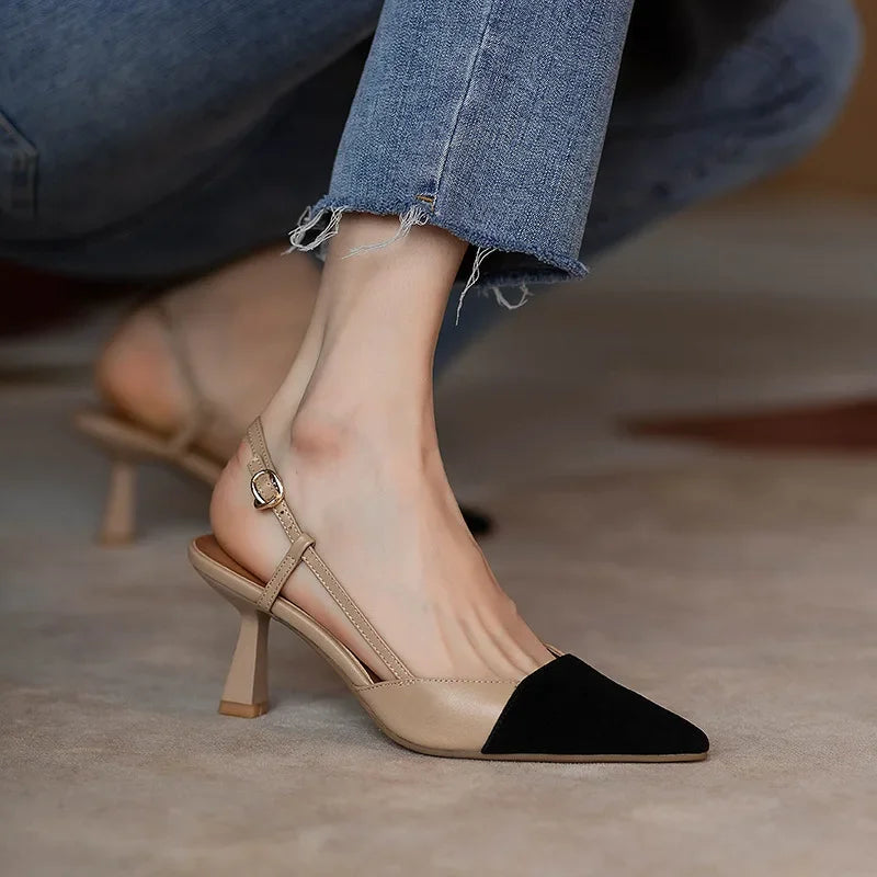 Buckle Pointed MID Heel Sandals Women Comfort